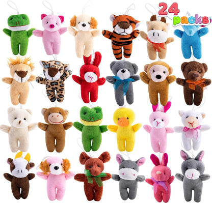 JOYFY 24 Pcs Mini Animal Plush 3 Stuffed Animal Bulk for Birthday Party Favors Presents Pinata Fillers Party Supplies