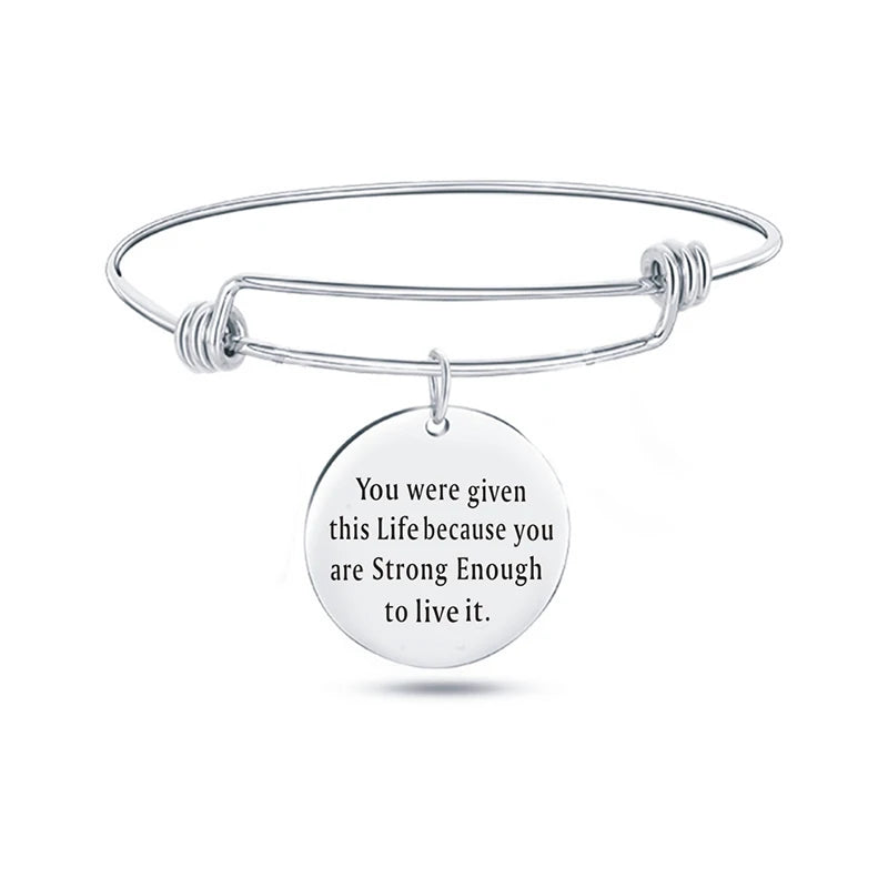 Inspiration Bracelet Stainless Steel Bangle Alloy never give up Hope Faith Believe Charm Bracelet Bangles For Women Gift Pulsera