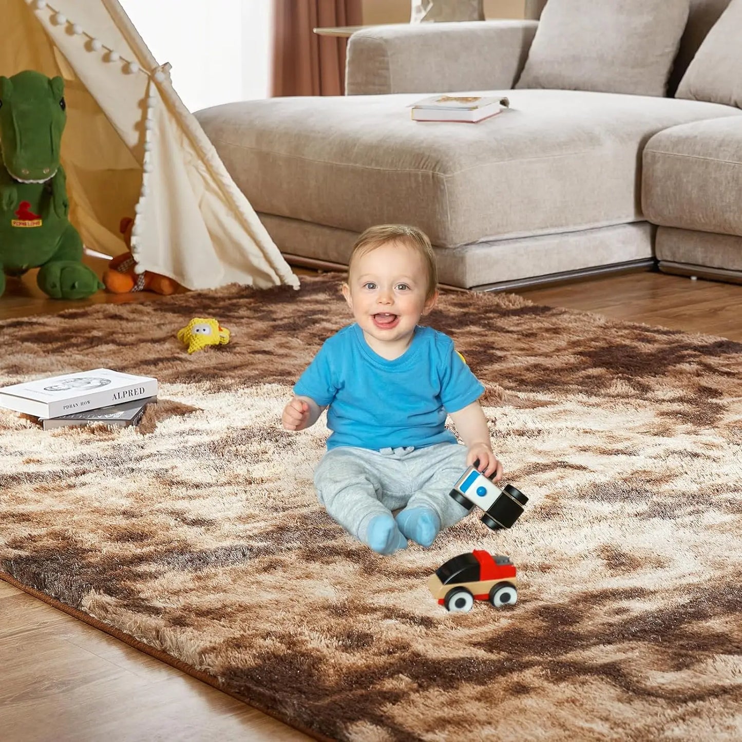 VIKAMA Tie-Dye Plush Carpet Living Room Decoration Soft Fluffy Home Mat 
Non-Slip Blanket