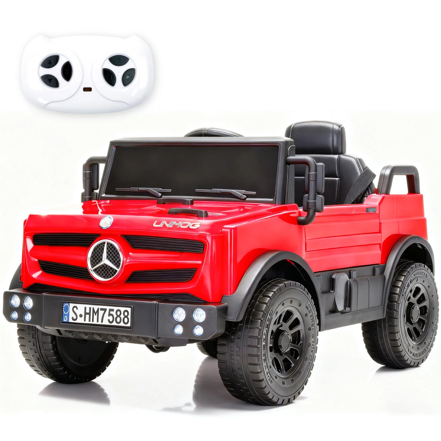 12V Mercedes-Benz Unimog Ride-On Car for Kids | Remote Control, LED Lights, Music Player & Safety Belt – Perfect Gift for Ages 3