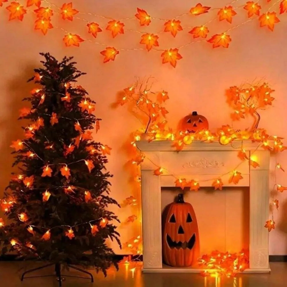 Holiday Maple Leaf Fairy Lights, LED Autumn Fall String Lights