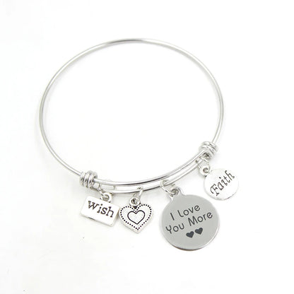 Inspiration Bracelet Stainless Steel Bangle Alloy never give up Hope Faith Believe Charm Bracelet Bangles For Women Gift Pulsera