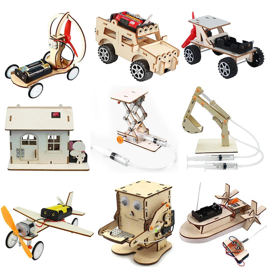 DIY Science Toys Children Educational STEM Projects Kits 3D Assemble Car Boat Model Wood Puzzle
