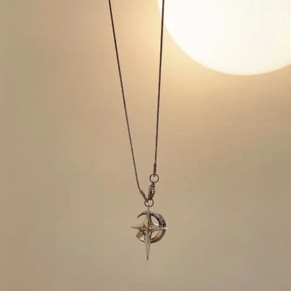 GUFTM Moon Star Pendant Galaxy Necklace For Women
