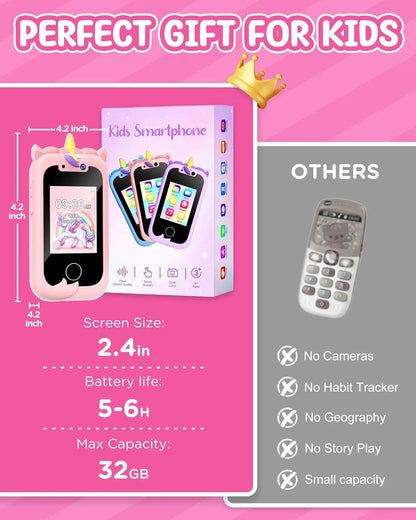 Kids Smart Phone Girls Toy: Christmas Birthday Gifts for Girls Age 3-10 - Working Real Play Cell Phone