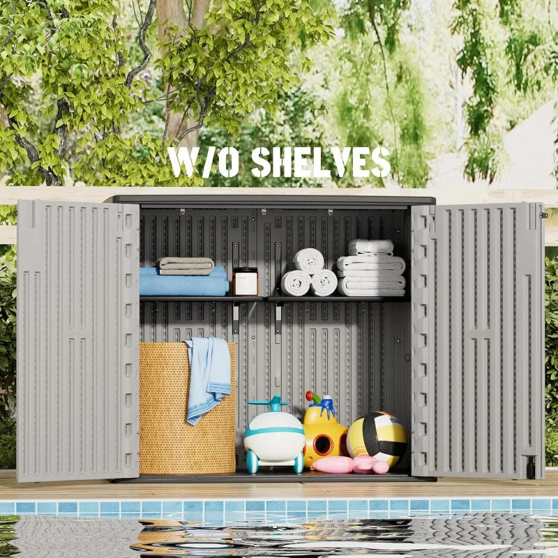 Mrosaa Large Outdoor Storage Box,Resin Sheds&Outdoor Storage Waterproof/Lockable,Outdoor Storage Cabinets