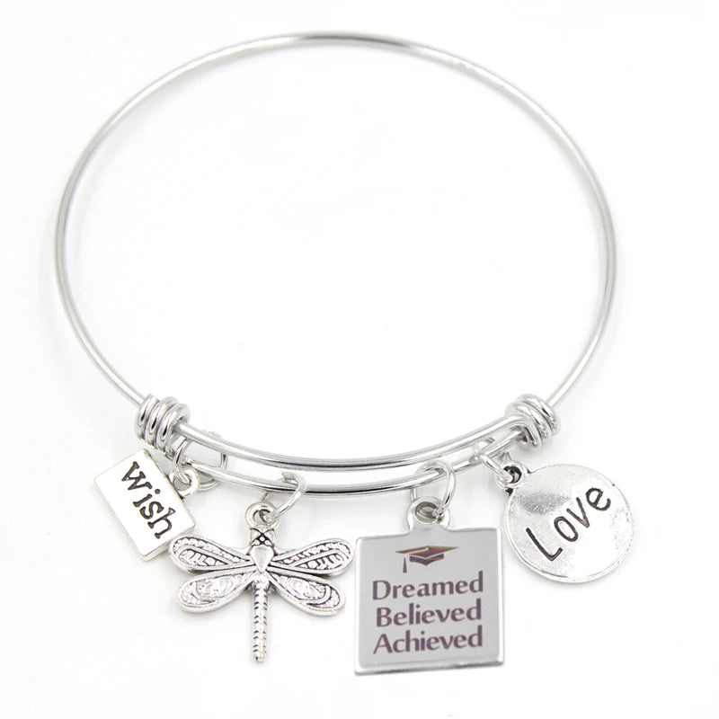 Inspiration Bracelet Stainless Steel Bangle Alloy never give up Hope Faith Believe Charm Bracelet Bangles For Women Gift Pulsera