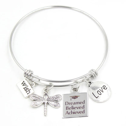 Inspiration Bracelet Stainless Steel Bangle Alloy never give up Hope Faith Believe Charm Bracelet Bangles For Women Gift Pulsera