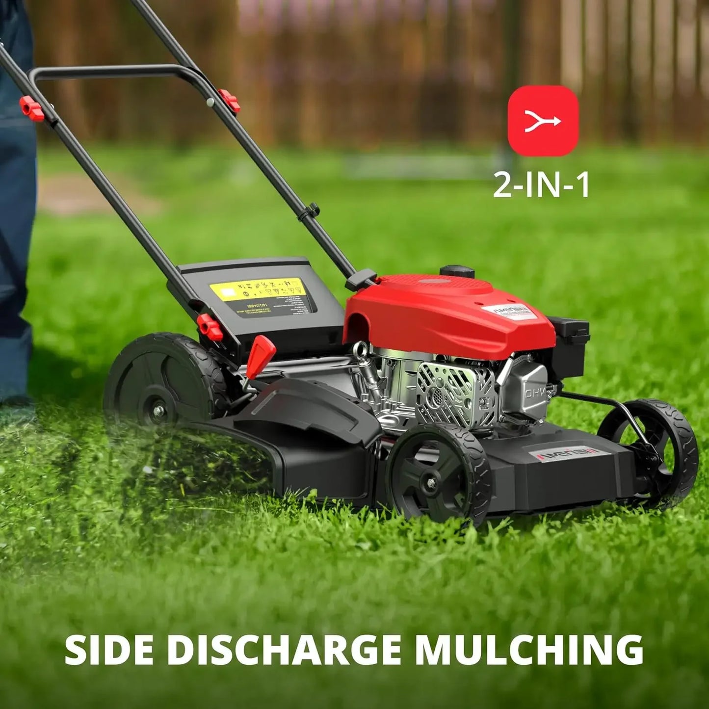 Bestseller21 Inch Gas Push Lawn Mower, 2-in-1 Mulching & Side Discharge, 144cc 4-Stroke OHV Engine, 6-Position Height Adjustment