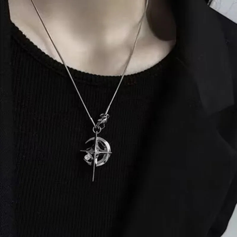GUFTM Moon Star Pendant Galaxy Necklace For Women
