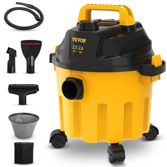 SucceBuy Wet Dry Vac 2.6 Gallon 2.5 Peak HP 3 in 1 Portable Shop Vacuum with Blowing Function  Attachment