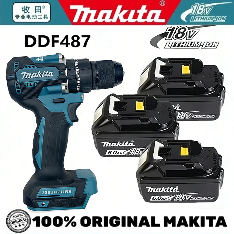 Makita DDF487 Brushless Lithium Electric Driver Electromechanical Drill Screwdriver Makita 18V Battery