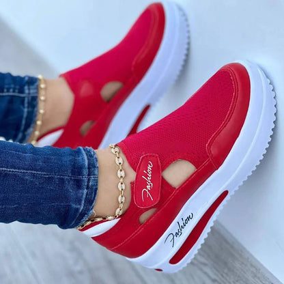 Red Sneakers Women Shoes Platform Sneaker Hollow Out Shoes