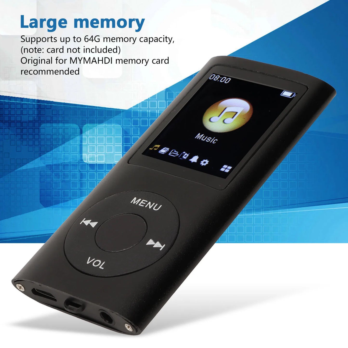 Aluminum Alloy MP3 Player Stylish Multifunctional Lossless Sound Slim 1.8 Inch LCD Screen Portable MP3 Music Player