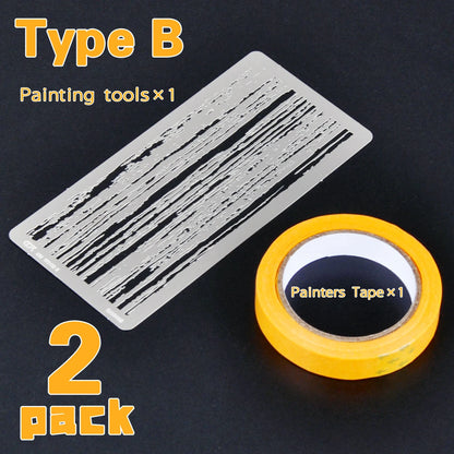 Scale model kit painting tools Reusable metal Hollow airbrush stencil Spray mask Natural wood grain finish Multi-scale