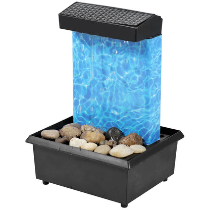 Tabletop Waterfall Home Decor Relaxation Meditation Desktop Fountain with Soft Lights Flowing Water Ornaments