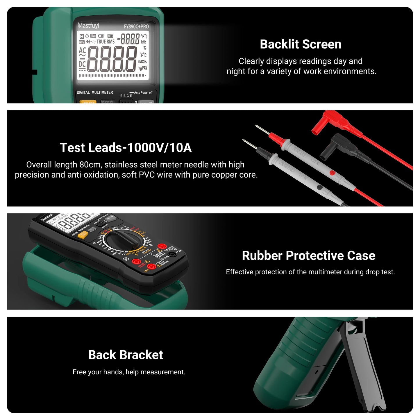 MASTFUYI 2000V 20A Extra-Large Range Dig Multifunctional All-in-One Machine
