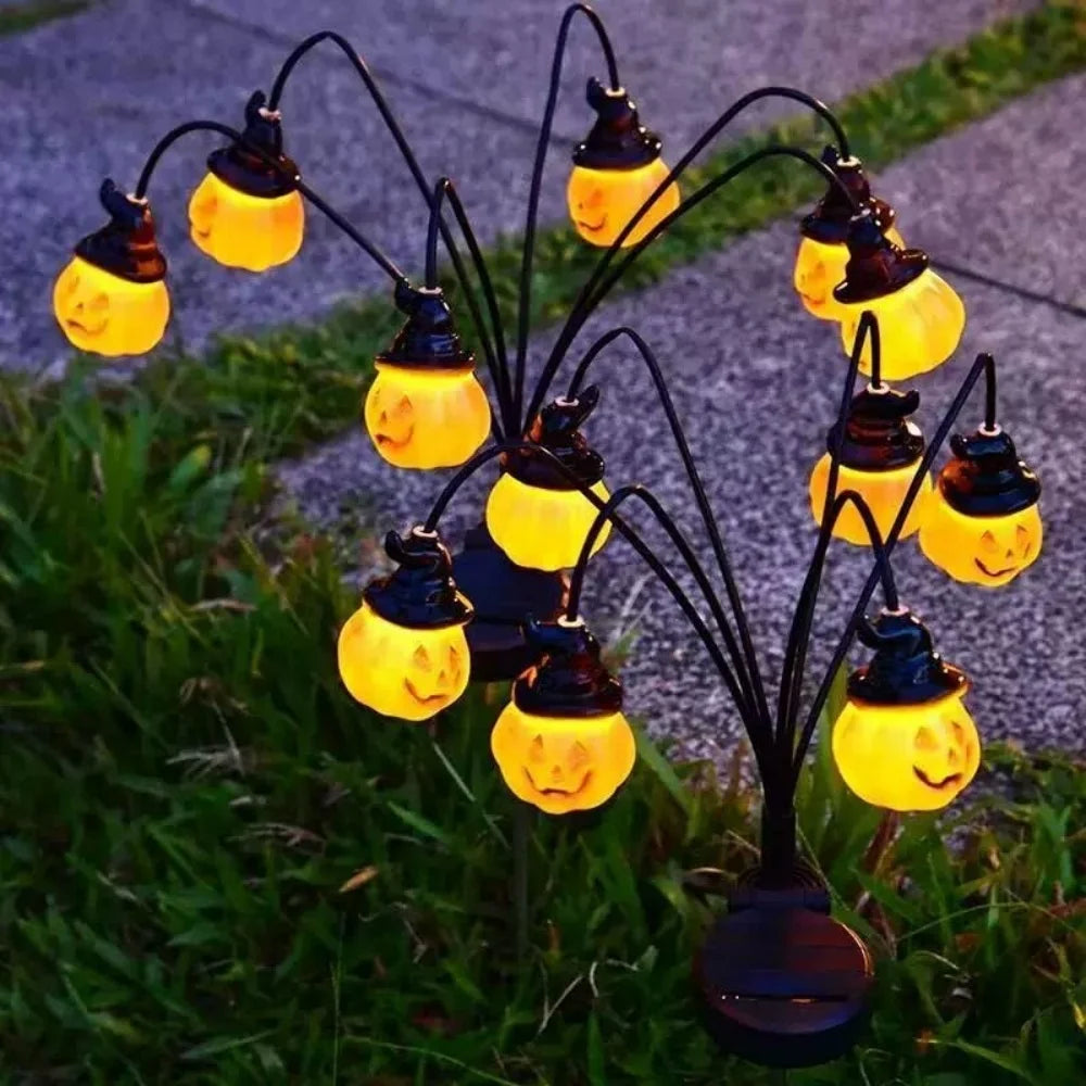 Halloween Solar Pumpkin Garden Lights Outdoor Waterproof Orange Ghost Lights