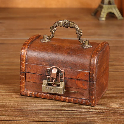 New retro storage wooden box necklace earrings jewelry password lock storage box