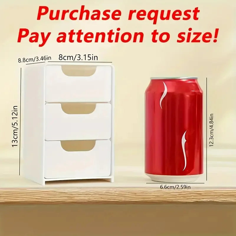 3-Tier Plastic Cosmetic Storage Box Organizer with Drawers Multifunctional