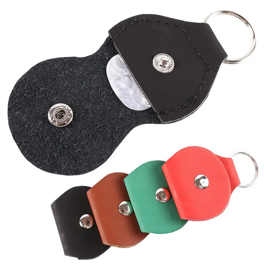 1 Pc High Quality Leather Guitarra Plectrum Case Bag Guitar Pick Holder  Keychain  Storage Box