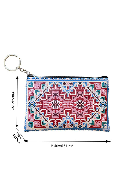 Vintage Printed Coin Wallet, Lightweight and Versatile Storage Bag, Coin Wallet, Gift Bag