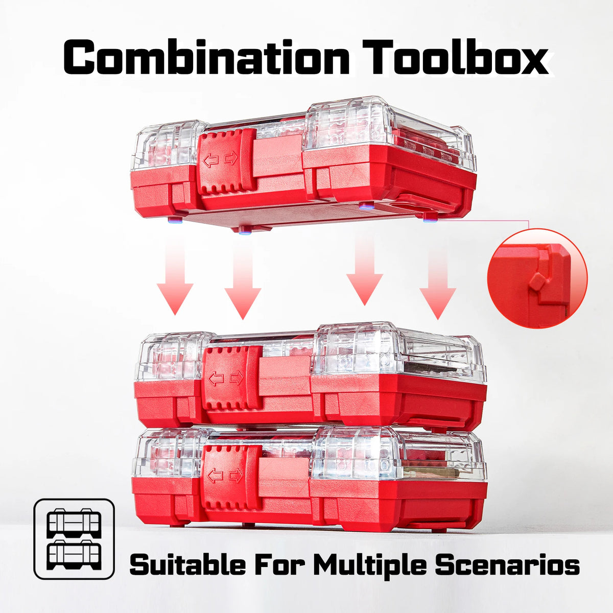 Geinxurn 74Pcs Impact Screwdriver Bits Set, Magnetic S2 Steel Mixed Insert Power Bits Tips,Bit Holder with Red Storage Box Case