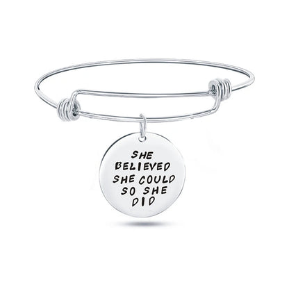 Inspiration Bracelet Stainless Steel Bangle Alloy never give up Hope Faith Believe Charm Bracelet Bangles For Women Gift Pulsera