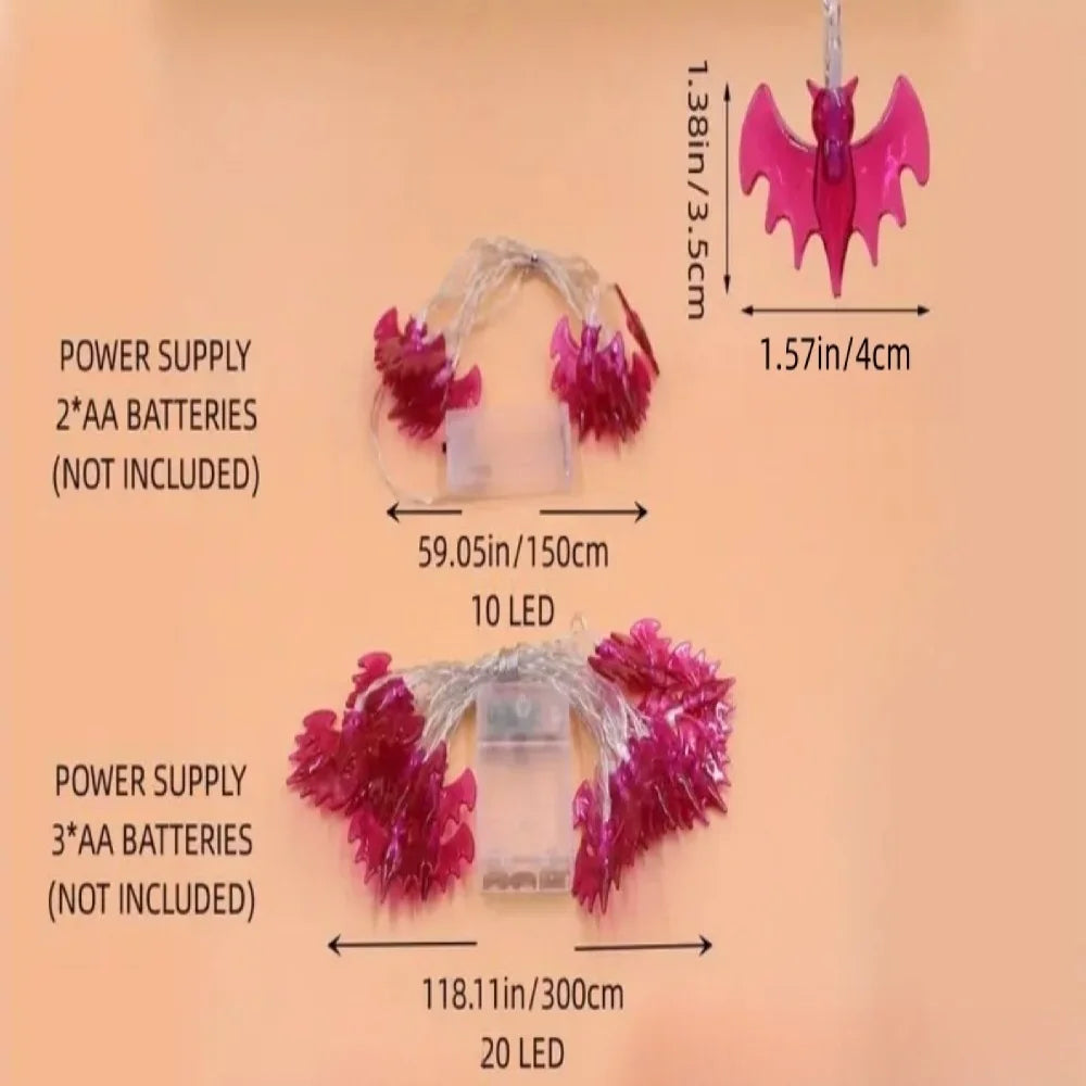 1.5M/3M LED String Lights Halloween Bat Lights for Outdoor Yard Indoor Room