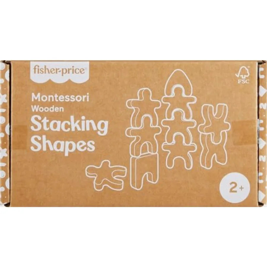 Wood Montessori Toy Stacking Shapes American Montessori Society Seal of Excellence 16-Piece Wooden Learning Activity and Expert