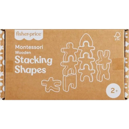 Wood Montessori Toy Stacking Shapes American Montessori Society Seal of Excellence 16-Piece Wooden Learning Activity and Expert
