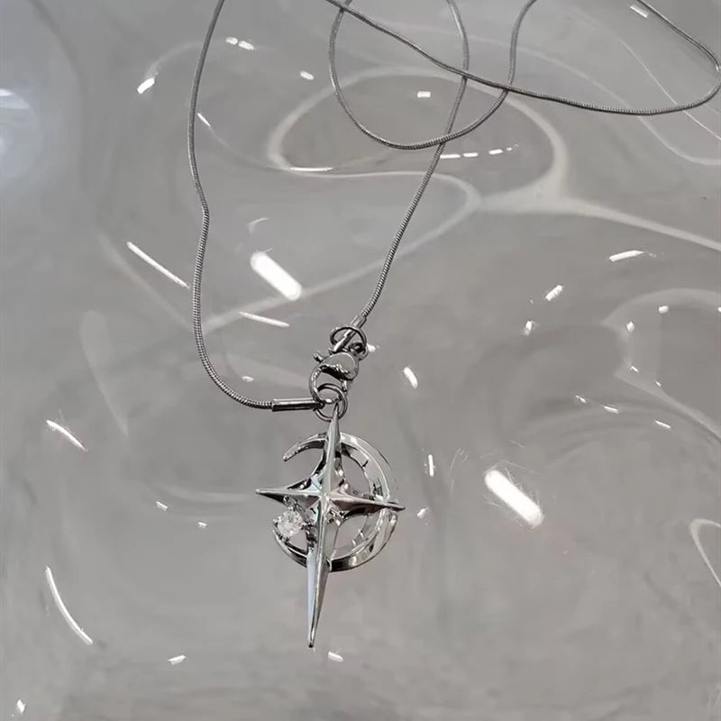 GUFTM Moon Star Pendant Galaxy Necklace For Women