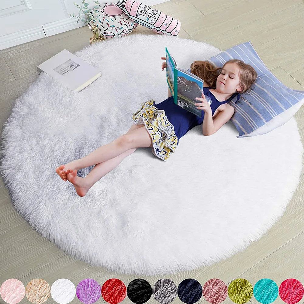 100/120/140/160 Round Rug Fluffy Soft Area Rugs for Kids