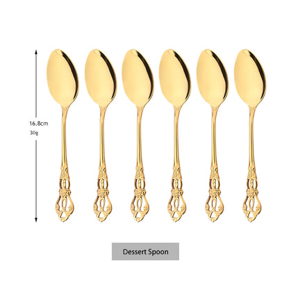 6/30Pcs Royal Colorful Dinnerware Set Knife Dessert Fork Spoon Cutlery Set Stainless Steel