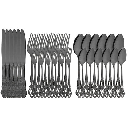 6/30Pcs Royal Colorful Dinnerware Set Knife Dessert Fork Spoon Cutlery Set Stainless Steel
