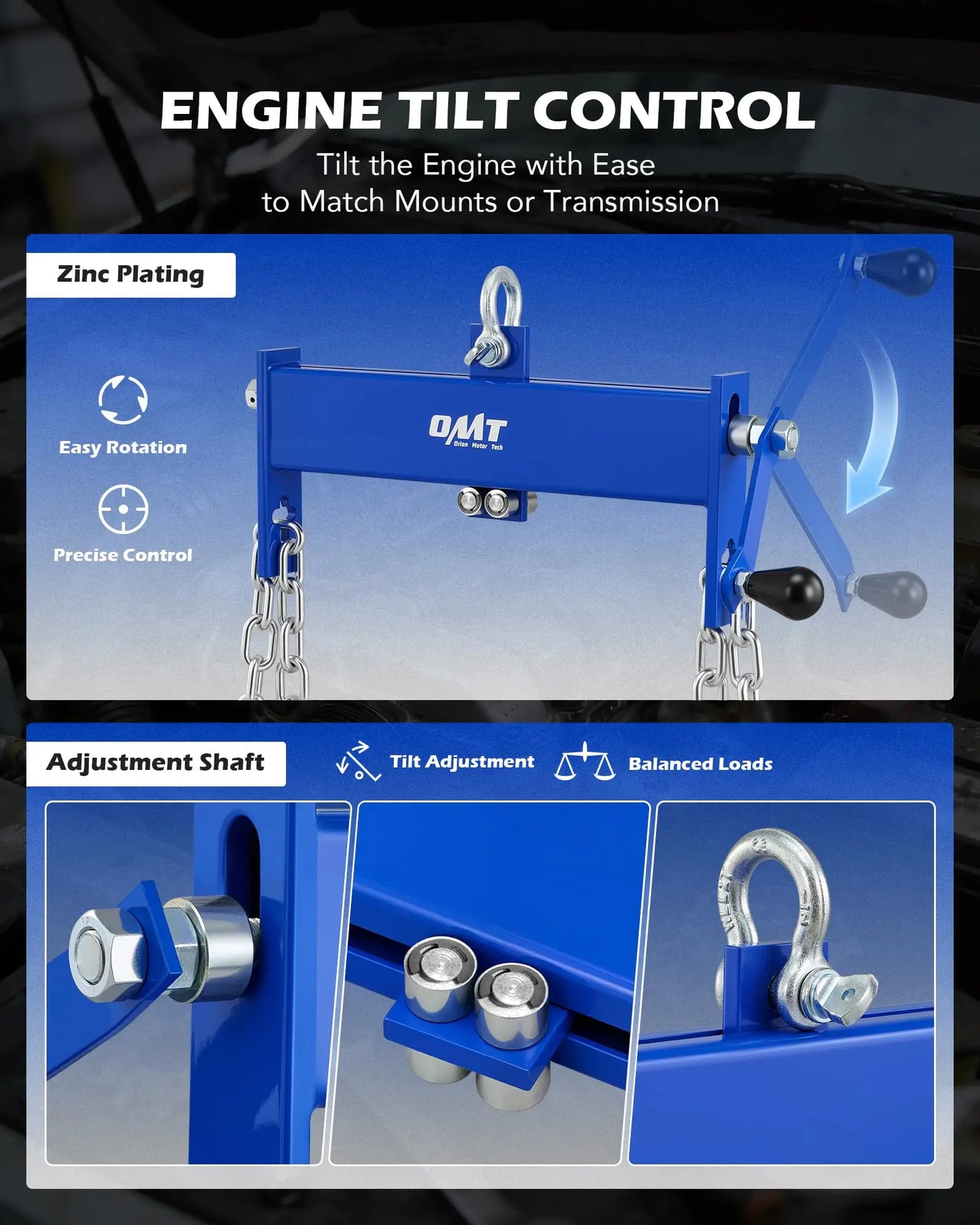 Engine Hoist Load Leveler 2 Ton, Shop Crane Leveler with 2 Adjustable Chains
