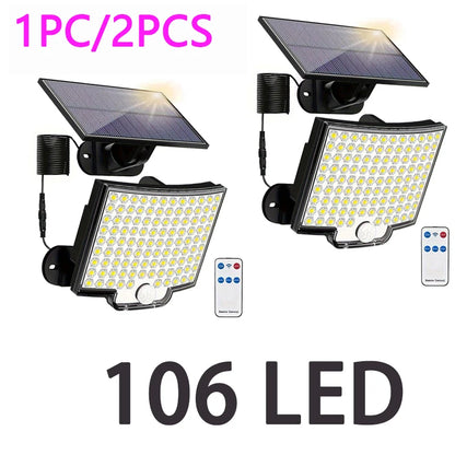Solar Outdoor Lights Motion Sensor Remote Wall Flood Lamp Security Waterproof Patio Garden Garage Fence Pathway Lighting